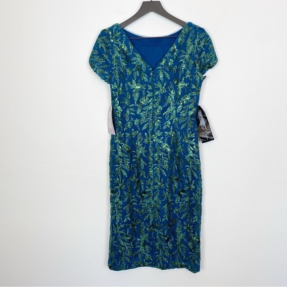 JS Collections Women's Fiona Knee Length Dress Cobalt Kelly Green - Picture 4 of 6